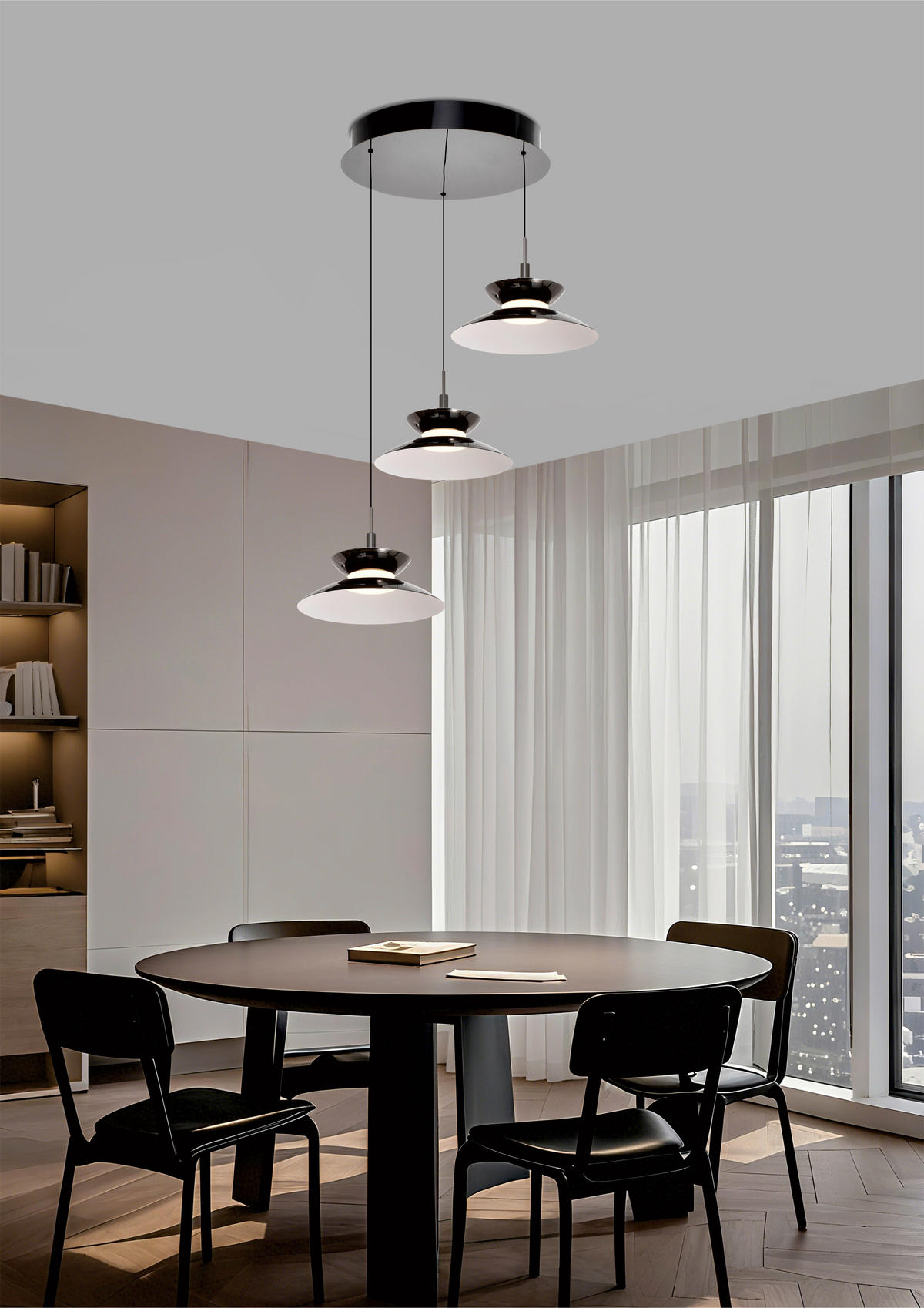 LED-HÄNGELEUCHTE Gubbio 49/150/49 cm  - Schwarzchrom, Design, Metall (49/150/49cm)