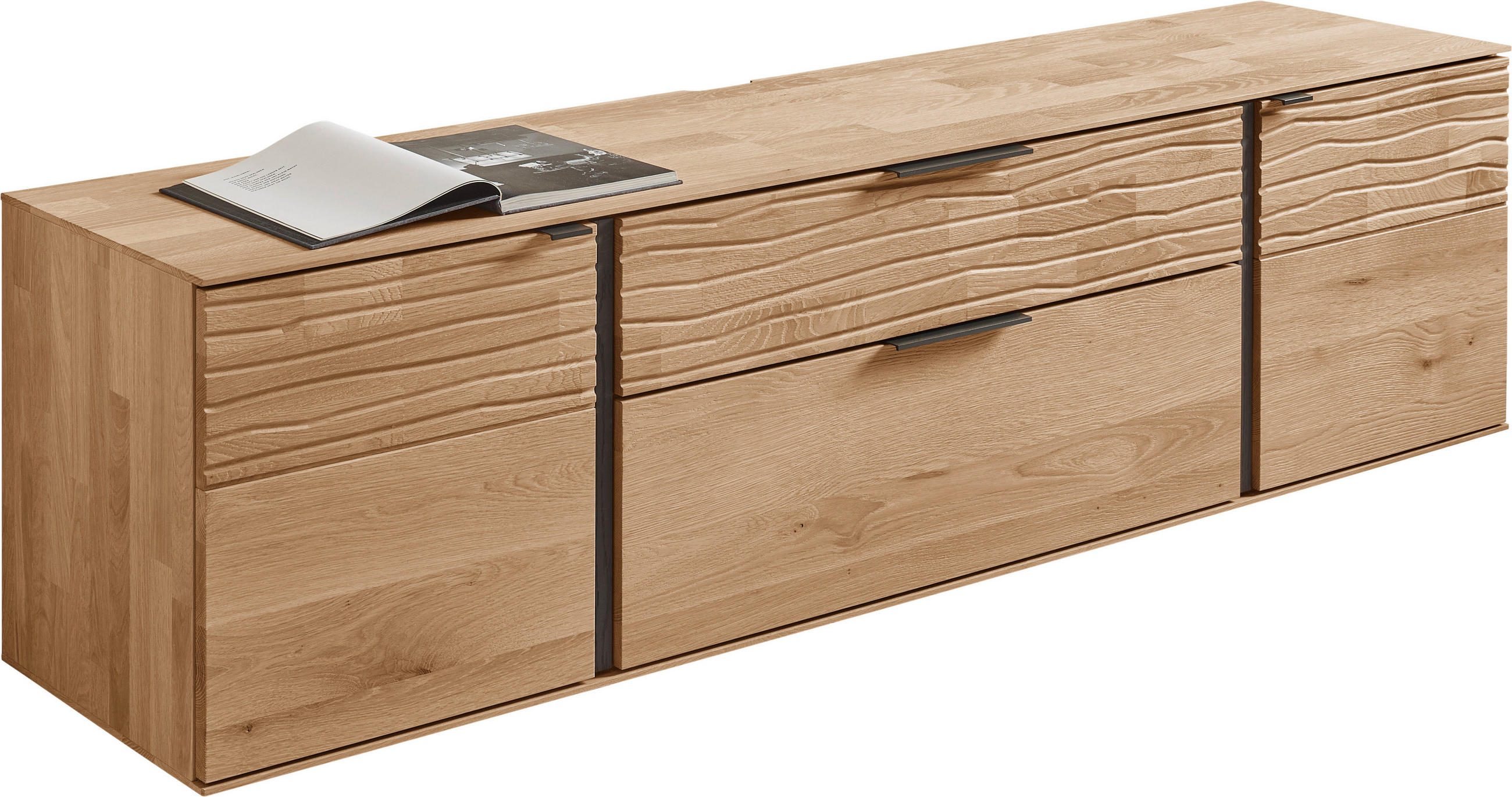 LOWBOARD  192/52/44 cm 1 Schublade(n) stehend, hängend  - Eichefarben/Anthrazit, Natur, Holz/Metall (192/52/44cm) - Valnatura