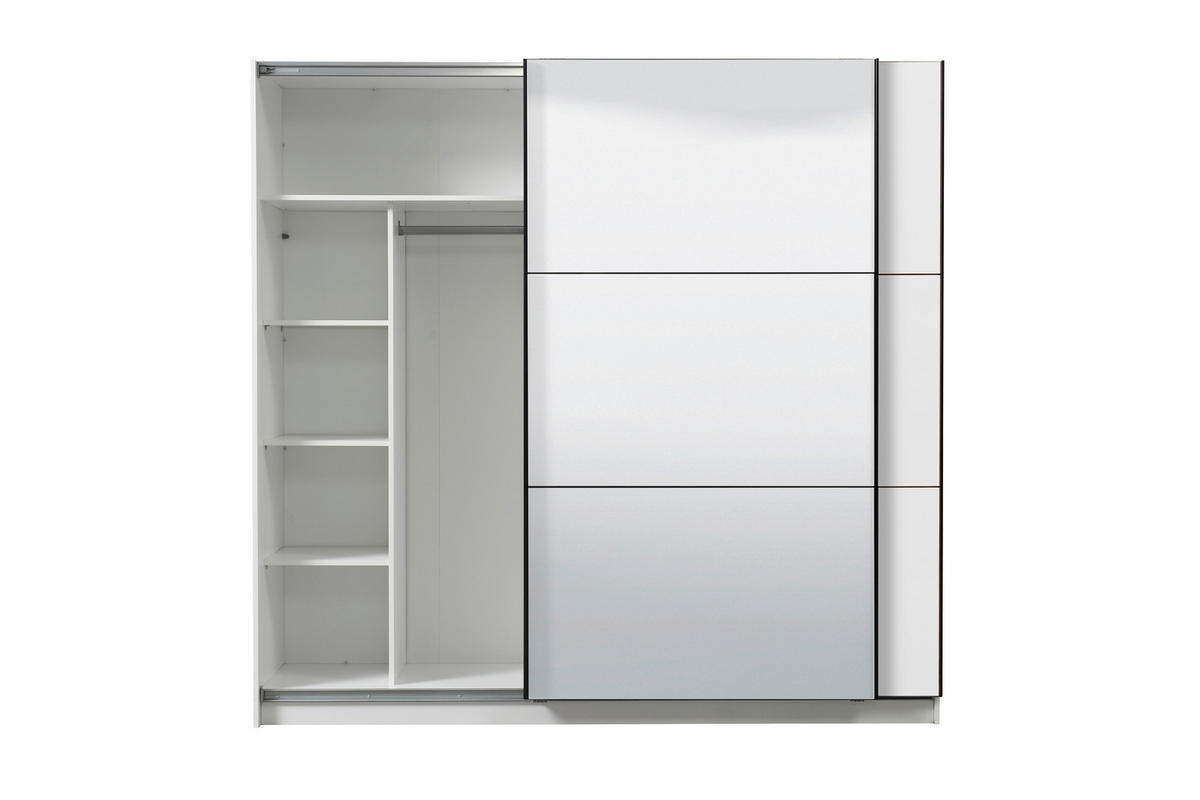 SCHWEBETÜRENSCHRANK 217/210/62,5 cm 2-türig Weiß  - Schwarz/Weiß, Basics, Glas/Holzwerkstoff (217/210/62,5cm) - Xora