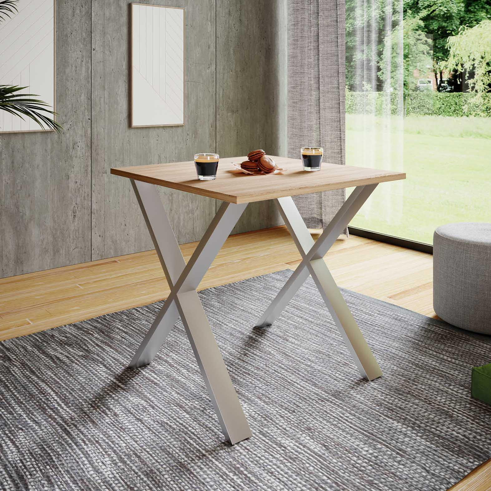 ESSTISCH in Holzwerkstoff 80/50/76 cm  - Silberfarben/Sonoma Eiche, Basics, Holzwerkstoff/Metall (80/50/76cm) - MID.YOU
