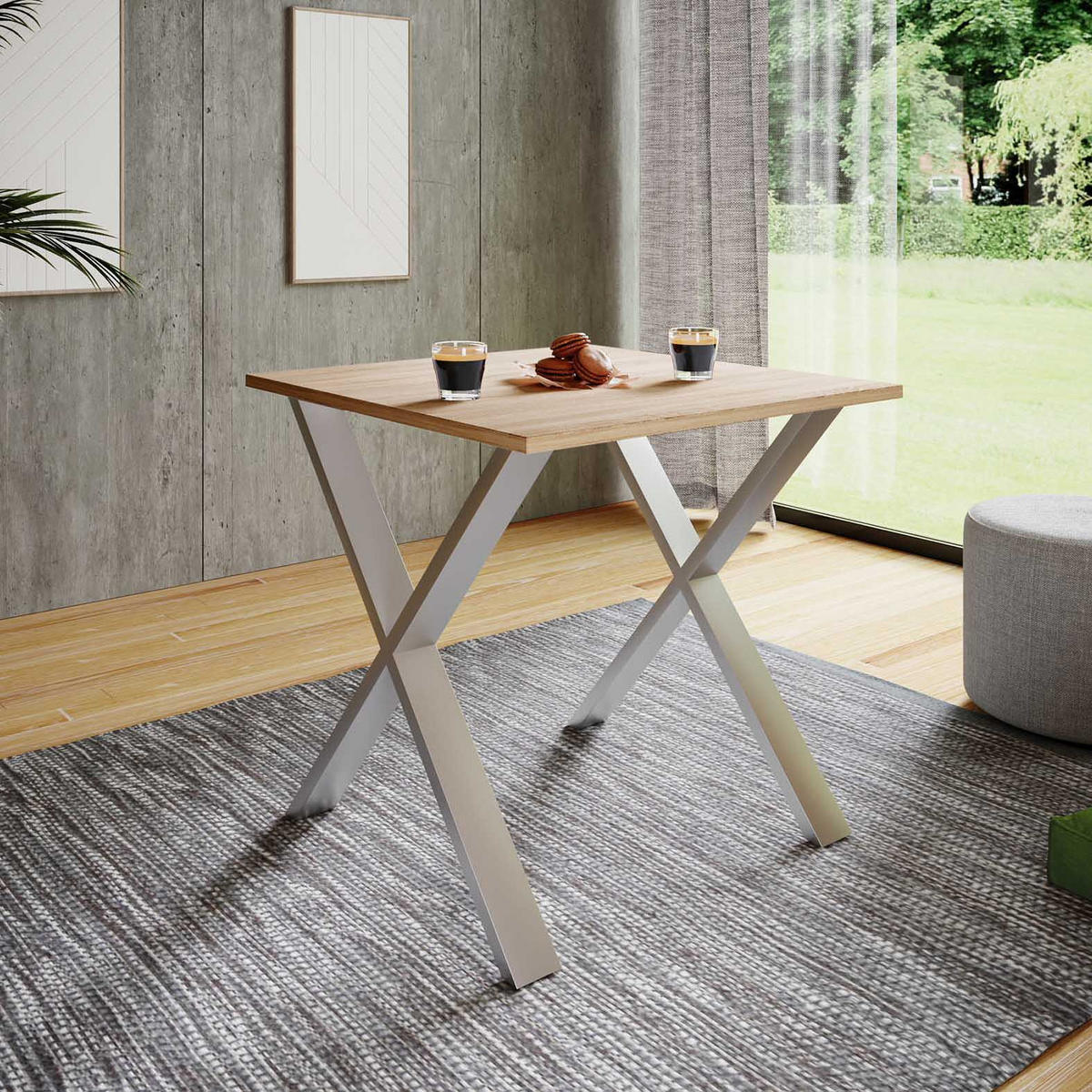 ESSTISCH in Holzwerkstoff 80/50/76 cm   - Silberfarben/Sonoma Eiche, Basics, Holzwerkstoff/Metall (80/50/76cm) - MID.YOU
