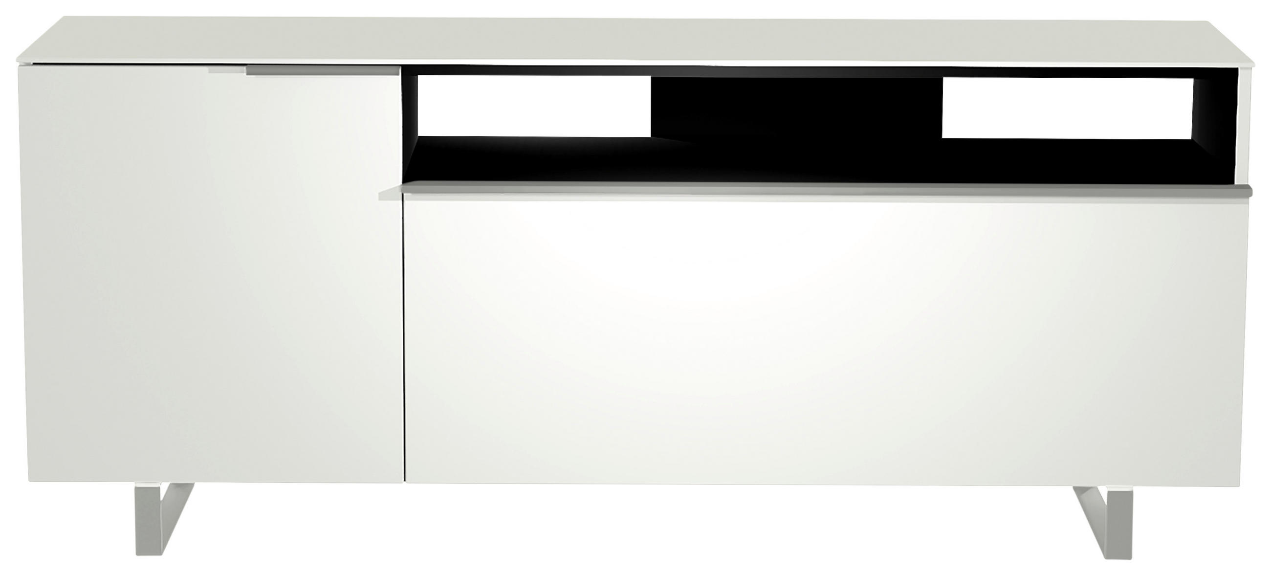 LOWBOARD in 160/66/45 cm - Alufarben/Weiß, Design, Glas/Holzwerkstoff (160/66/45cm) - Moderano