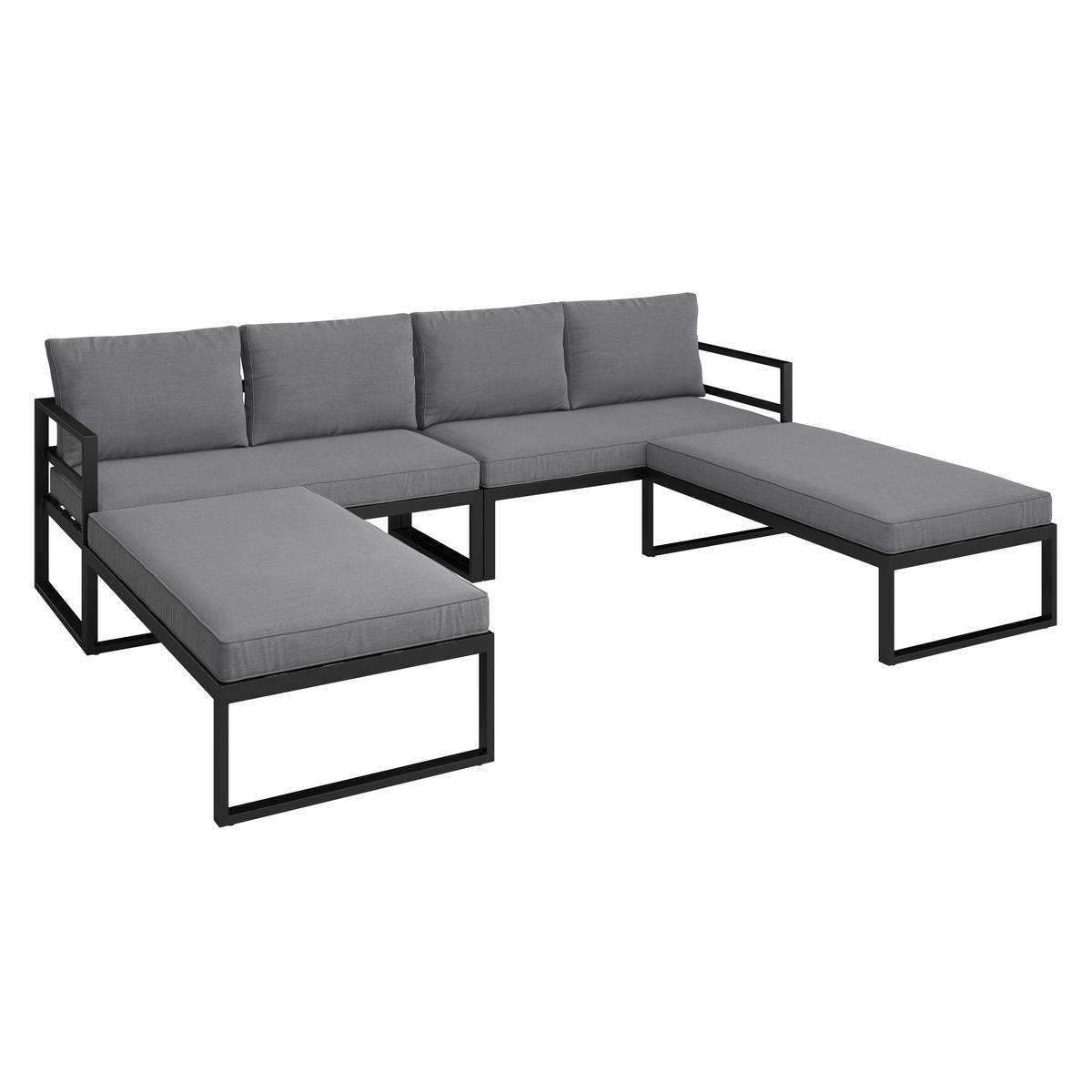 LOUNGE GARNITURA   metal, tekstil  antracit, siva    - siva/antracit, Design, metal/tekstil (188/250cm) - Ambia Garden