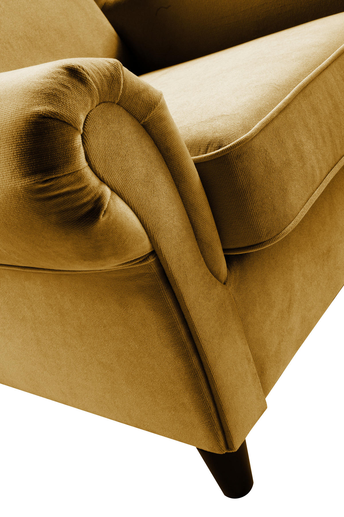 OHRENSESSEL in Plüsch Senfgelb  - Senfgelb/Schwarz, Design, Holz/Textil (94/112/92cm) - MID.YOU