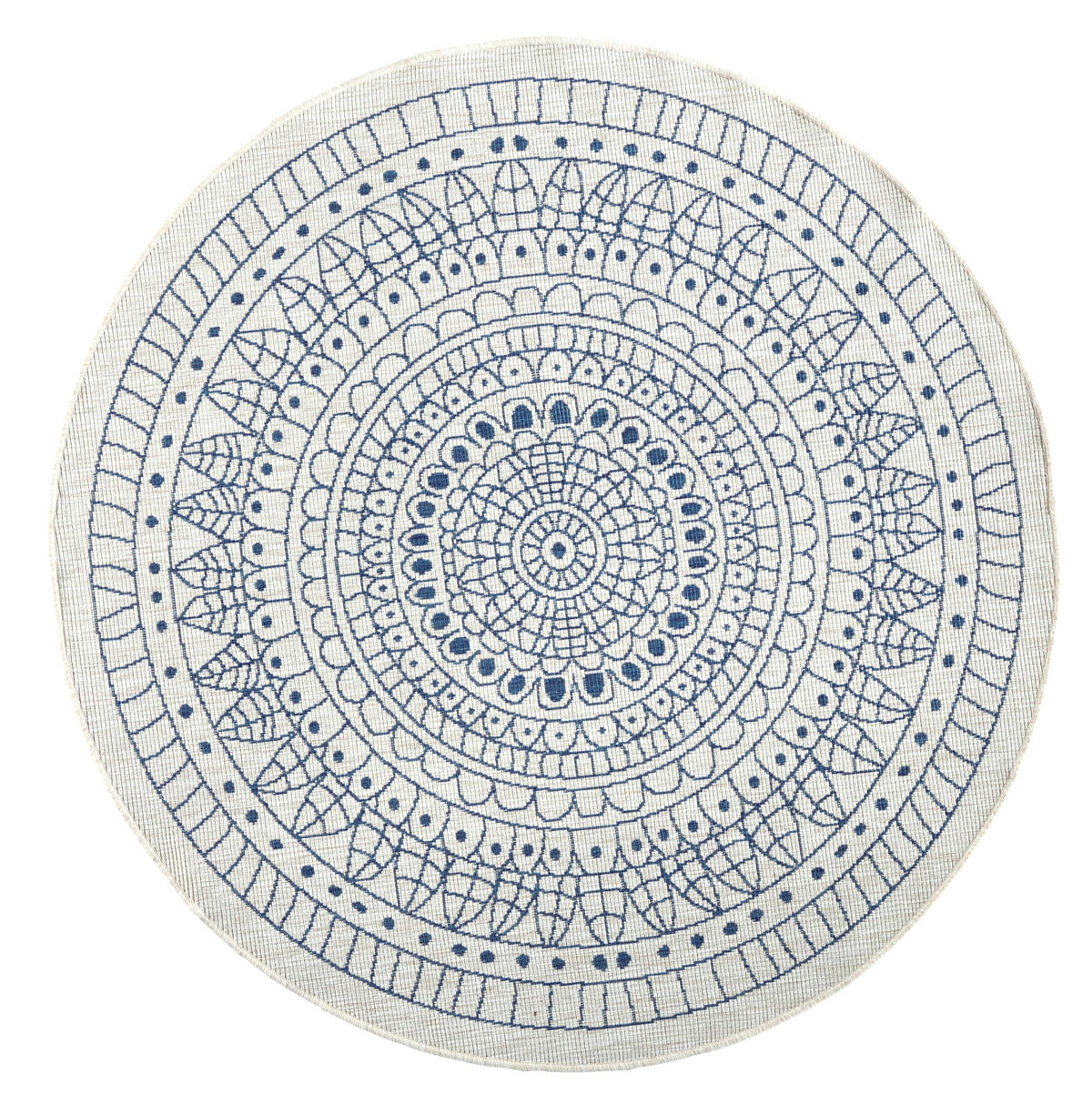 OUTDOORTEPPICH 140 cm Twin Blau, Creme  - Blau/Creme, Design, Kunststoff (140cm)