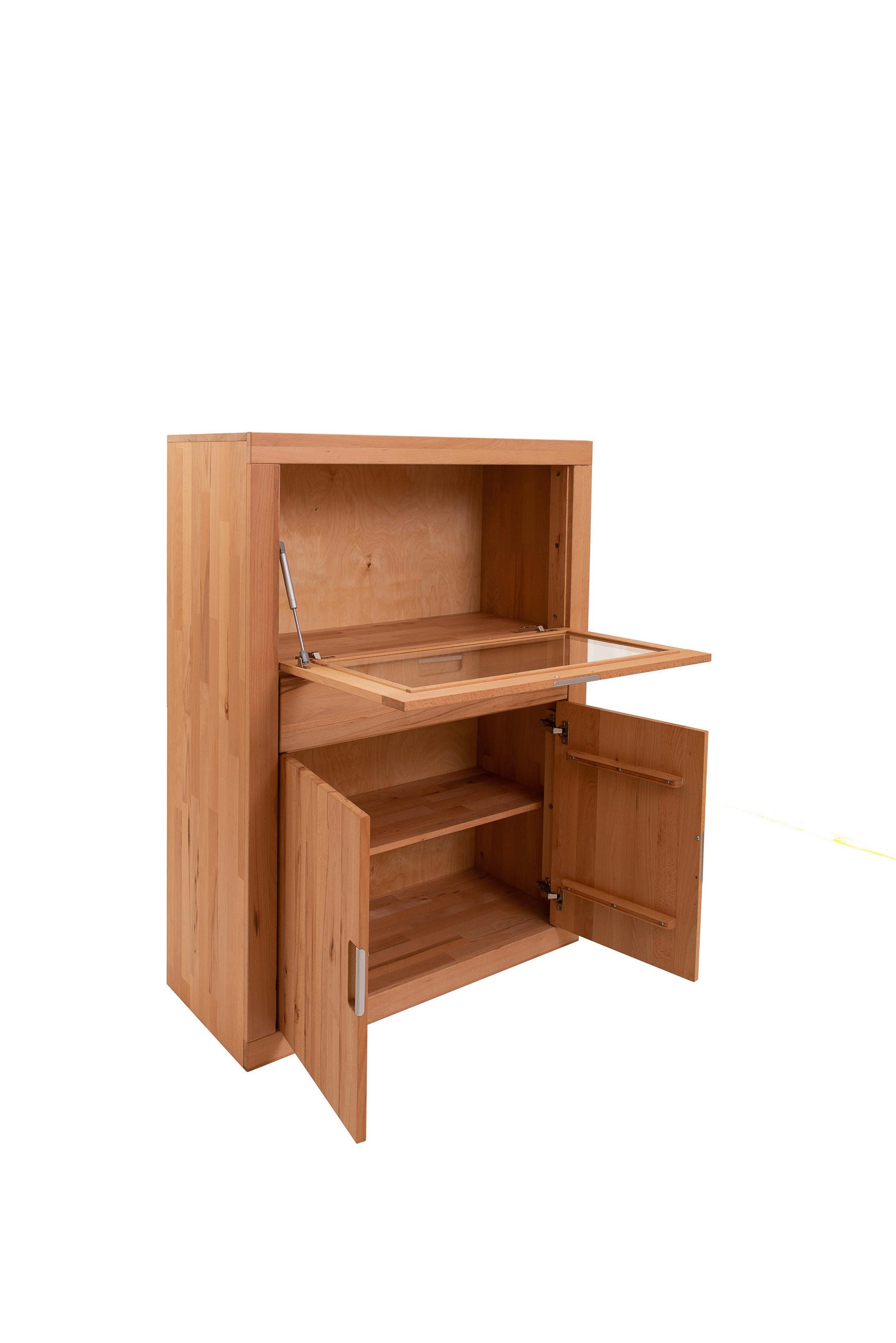 KOMMODE 95/126/42 cm Kernbuche massiv  - Alufarben/Kernbuche, Natur, Glas/Holz (95/126/42cm) - Carryhome