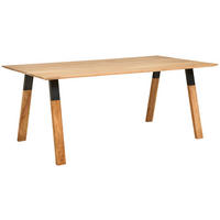 ESSTISCH Holz, Metall 200/100/76 cm  - Schwarz/Naturfarben, Modern, Holz/Metall (200/100/76cm) - Livetastic