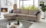 ECKSOFA Hellgrau Lederlook (vegan)  - Hellgrau/Nickelfarben, MODERN, Textil/Metall (179/263cm) - Livetastic