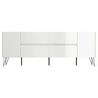 SIDEBOARD Posseik Industrial 199/75,8/42 cm 4 Schublade(n)  - Weiß Hochglanz/Schwarz, Design, Holzwerkstoff/Metall (199/75,8/42cm) - MID.YOU