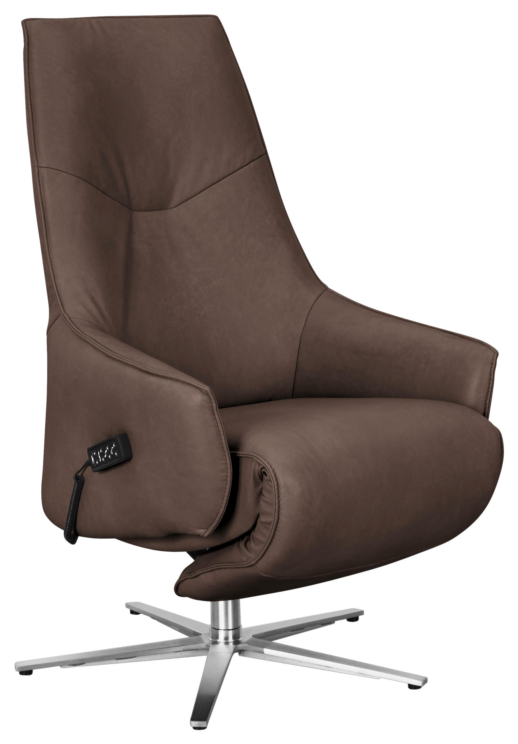 RELAXSESSEL in Leder Dunkelbraun  - Edelstahlfarben/Dunkelbraun, Design, Leder/Metall (70/120/88cm) - Himolla