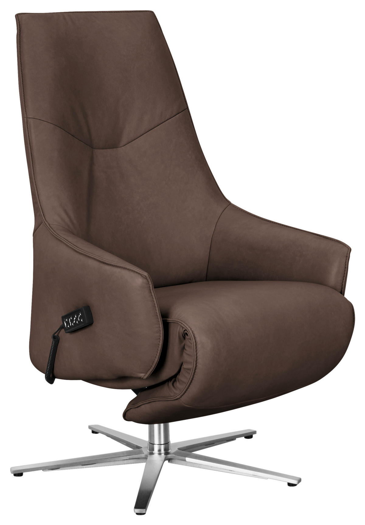 RELAXSESSEL in Leder Dunkelbraun  - Edelstahlfarben/Dunkelbraun, Design, Leder/Metall (70/120/88cm) - Himolla Komfortklass