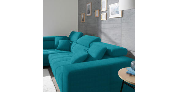 ECKSOFA in Mikrofaser Türkis  - Türkis/Chromfarben, Design, Textil/Metall (207/301cm) - Xora