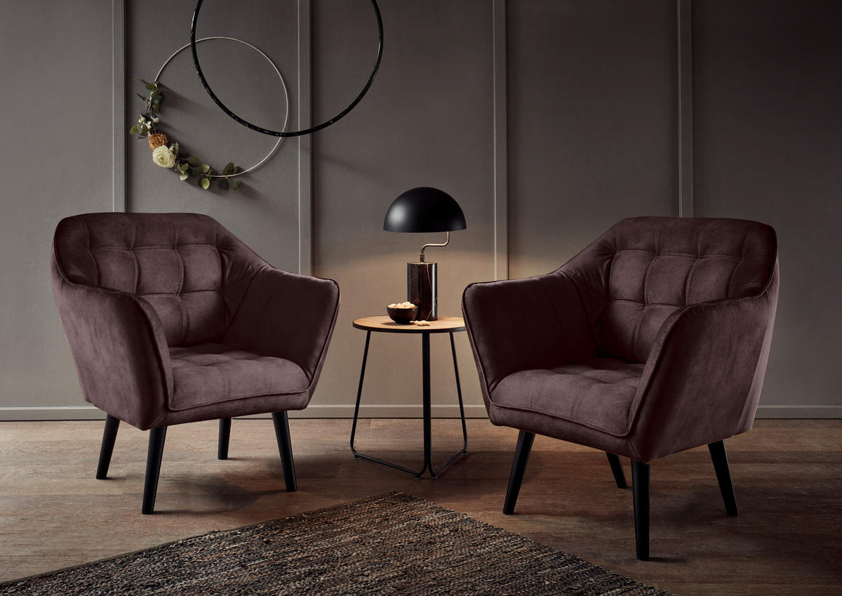KOKTÉLFOTEL - fekete/padlizsán, Modern, faalapú anyag/textil (84/87/70cm) - MID.YOU