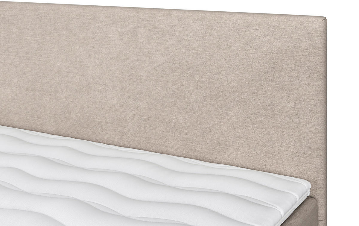 BOXBETT 160/200 cm,  in Beige, Matratze, Topper, H3 = fest  - Beige/Schwarz, MODERN, Holzwerkstoff/Textil (160/200cm) - MID.YOU