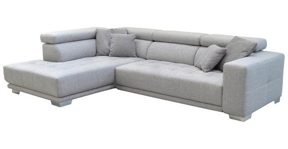 ECKSOFA  in Chenille Hellgrau  207/301 cm  - Chromfarben/Hellgrau, Design, Textil (207/301cm) - Xora