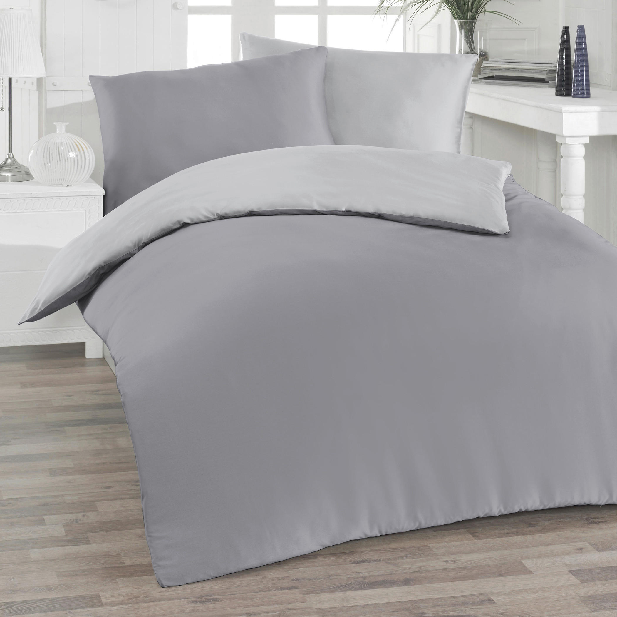 BETTWÄSCHE Satin 140/200 cm  - Grau, Basics, Textil (140/200cm) - Florella