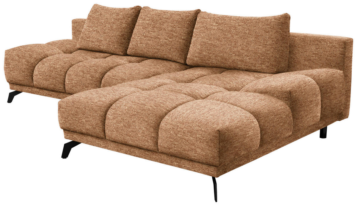 ECKSOFA in Chenille Goldfarben  - Goldfarben/Schwarz, Modern, Textil/Metall (290/182cm) - Hom`in