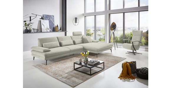 ECKSOFA in Velours Ecru 310/180 cm - Ecru/Schwarz, Design, Textil/Metall (310/180cm) - Dieter Knoll