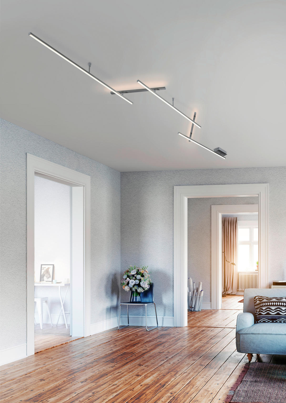 LED-DECKENLEUCHTE 345/58/6,5 cm   - Weiß/Nickelfarben, Trend, Kunststoff/Metall (345/58/6,5cm)