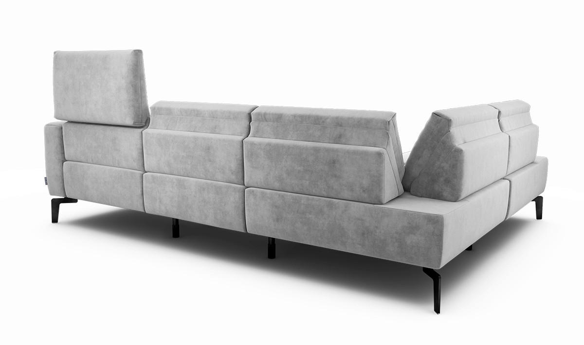 ECKSOFA in Samt Hellgrau  193/256 cm  - Hellgrau/Schwarz, Design, Textil/Metall (193/256cm) - SENSOO