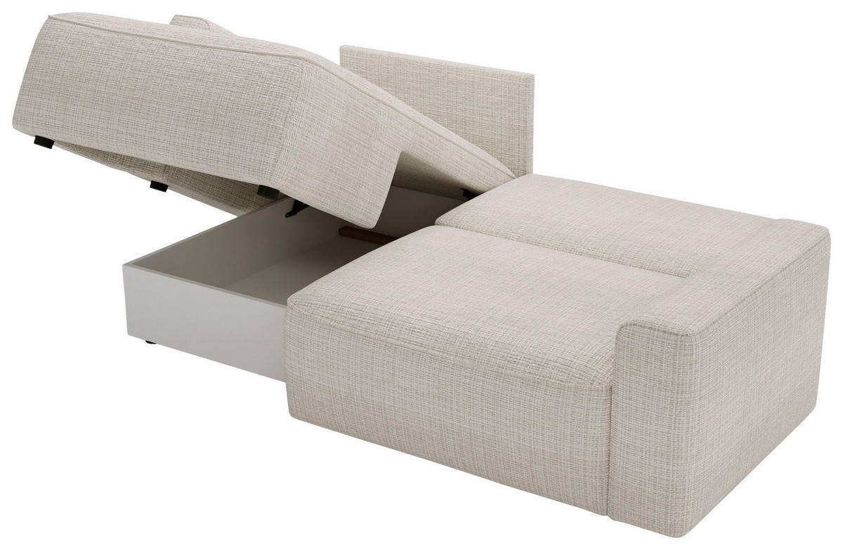 ECKSOFA in Chenille Creme  - Creme/Schwarz, Design, Kunststoff/Textil (144/233cm) - Livetastic