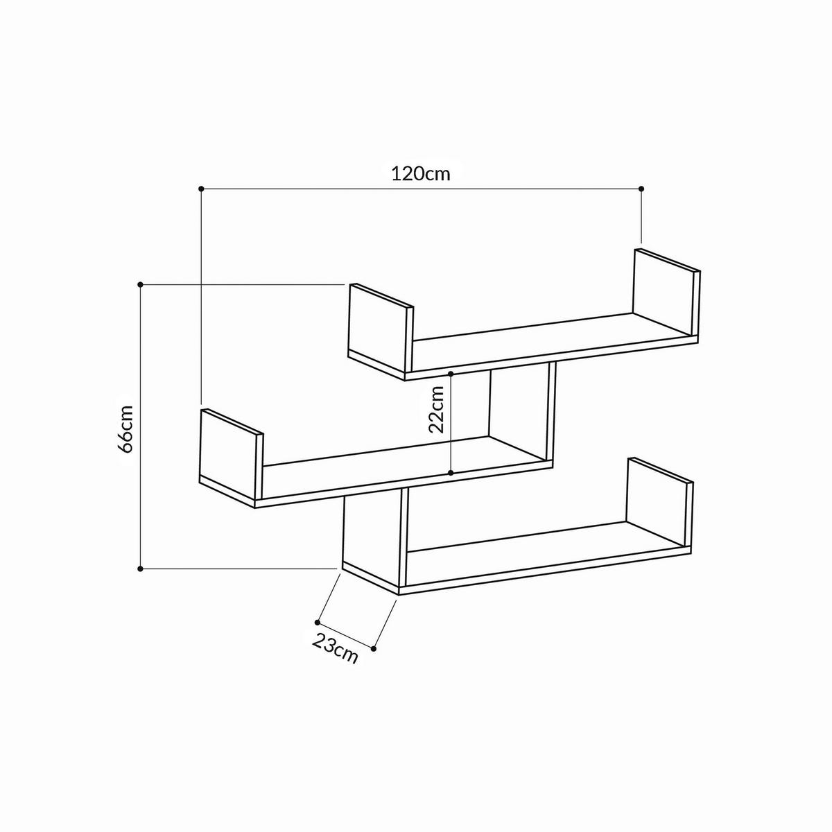 WANDREGAL 120/67/22 cm  - Anthrazit, Design, Holzwerkstoff (120/67/22cm) - Livetastic