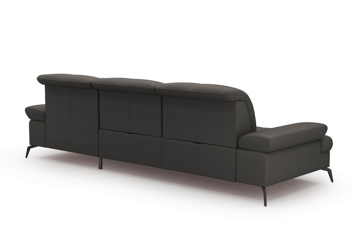 ECKSOFA in Echtleder Anthrazit  - Anthrazit/Schwarz, Konventionell, Leder/Metall (279/185cm) - Sit & More