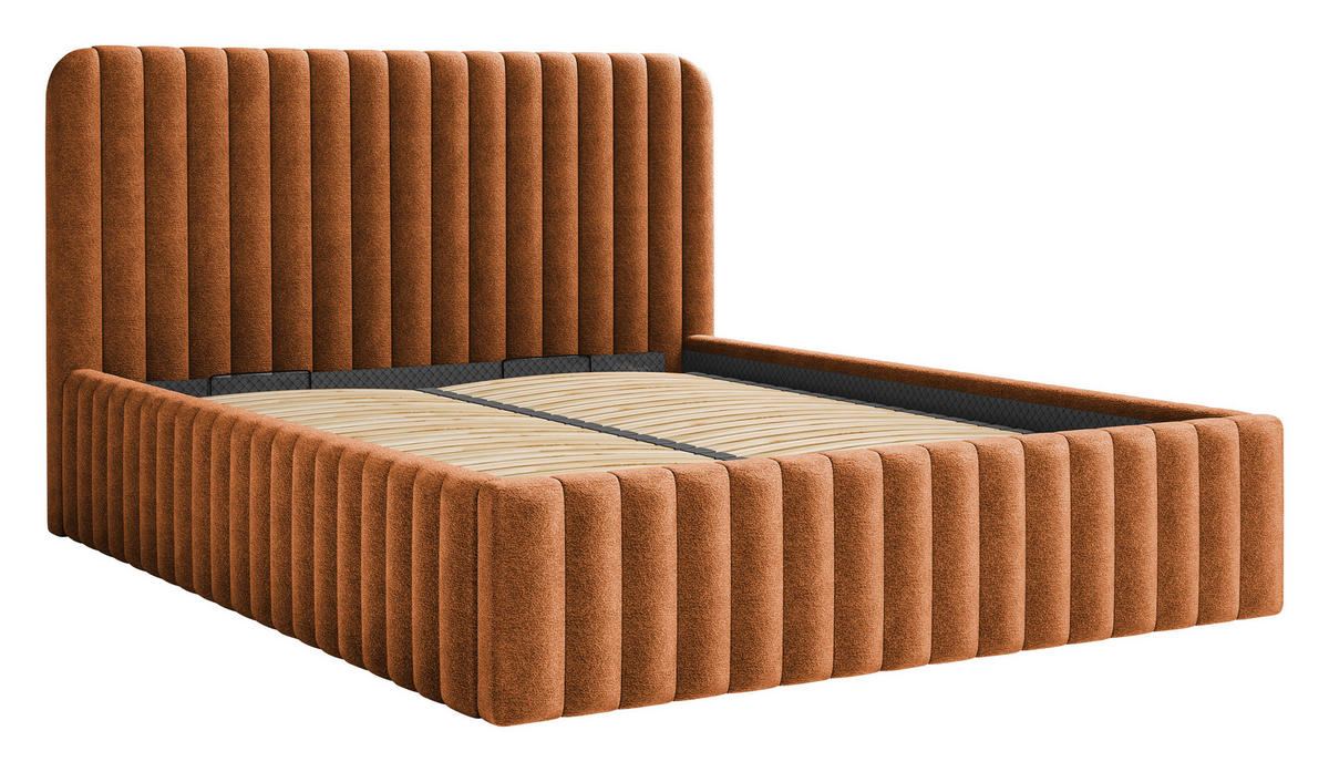 POLSTERBETT 180/200 cm  Terracotta  - Terracotta/Schwarz, Modern, Holz/Holzwerkstoff (180/200cm) - MID.YOU