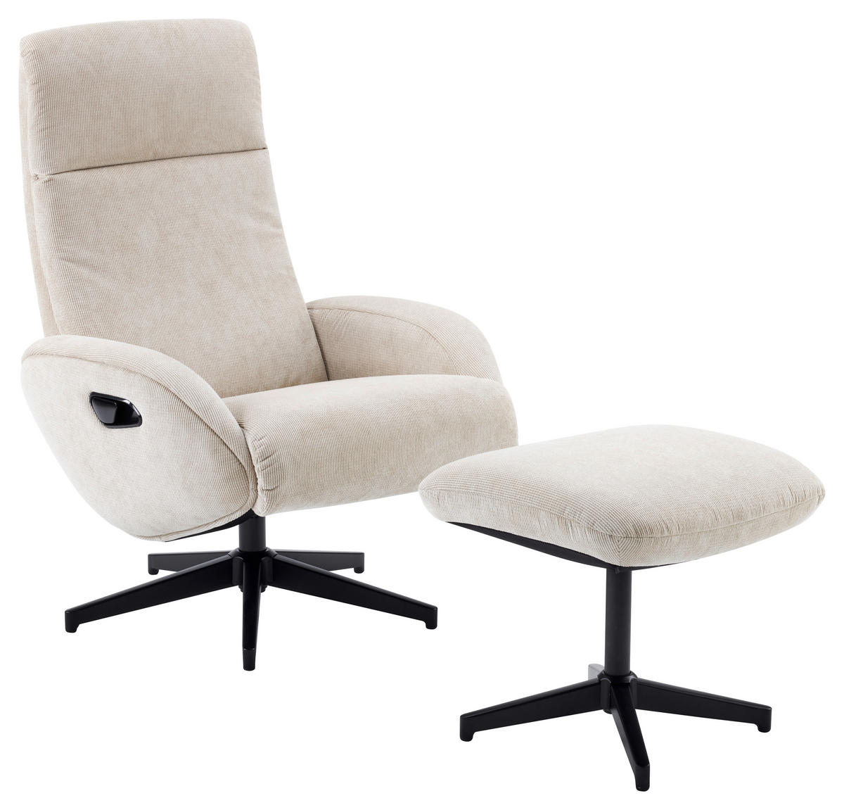 RELAXSESSELSET BASTY Webstoff Hocker    - Beige/Schwarz, Design, Textil/Metall (75/107/77cm) - Livetastic