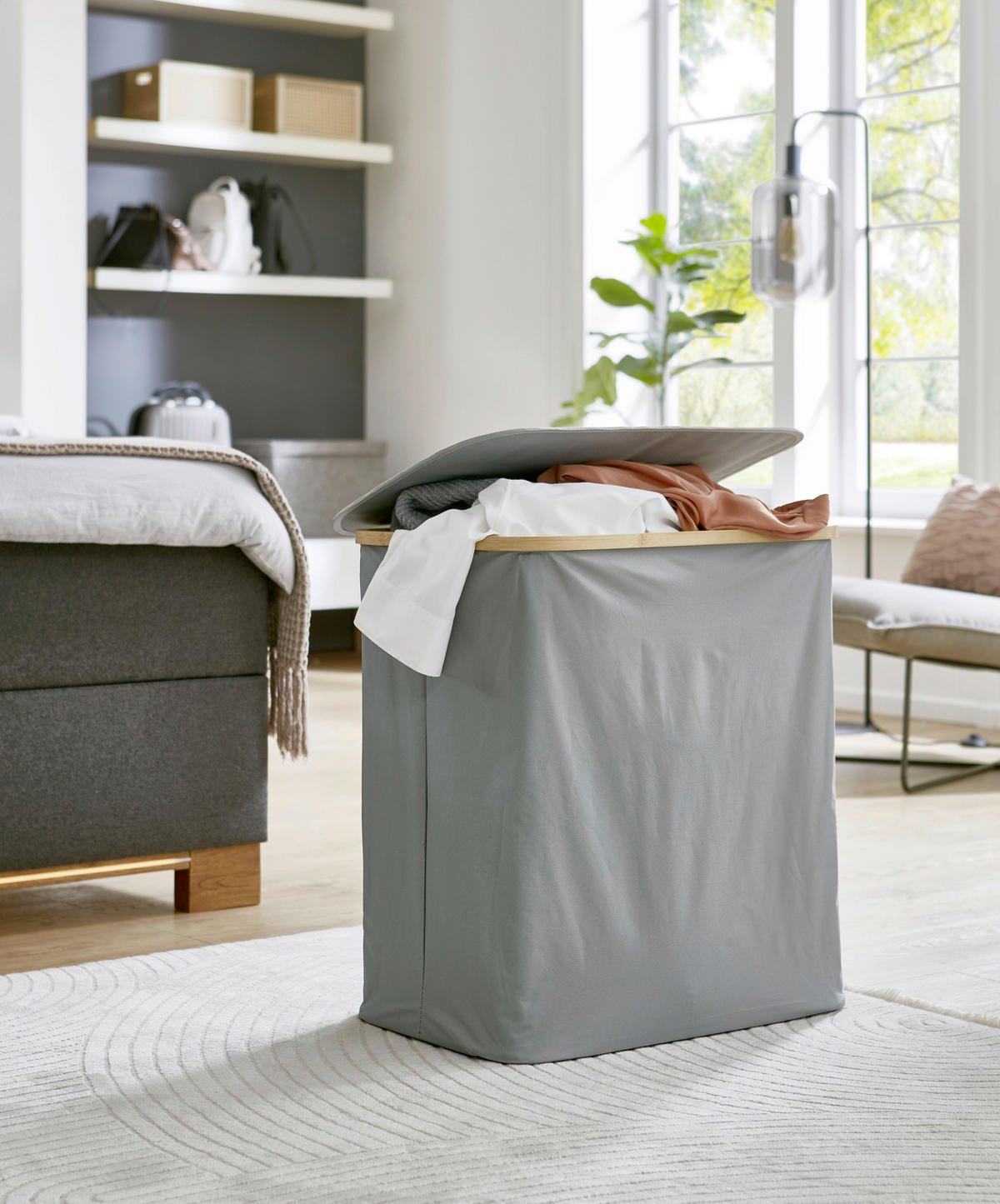 TVÄTTKORG - grå, Design, trämaterial/textil (57/60/37cm) - MID.YOU