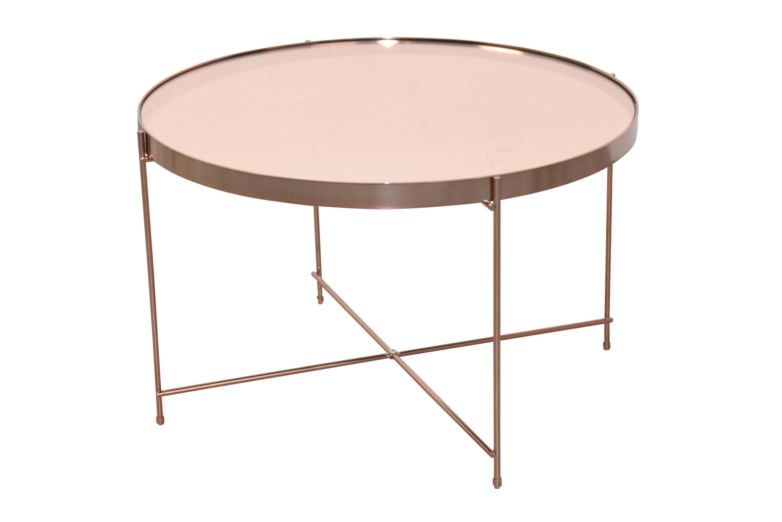 COUCHTISCH Spiegelglas 62,5/62,5/38 cm rund Roségold  - Roségold, Design, Glas/Metall (62,5/62,5/38cm) - MID.YOU