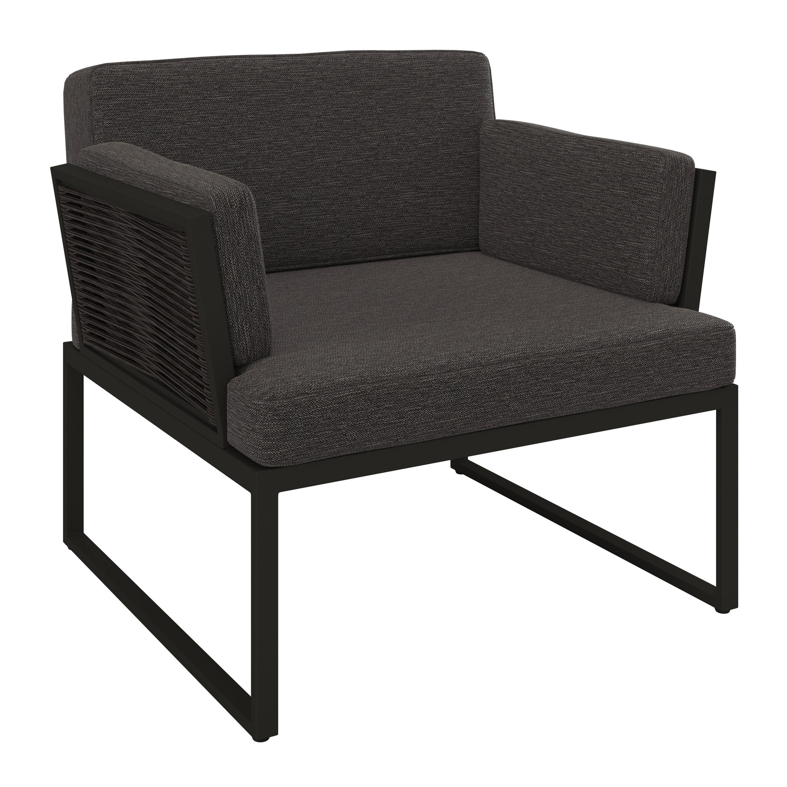 GARTENSESSEL Edelstahl Anthrazit, Schwarz - Anthrazit/Schwarz, Design, Textil/Metall (83/76/83cm) - Amatio