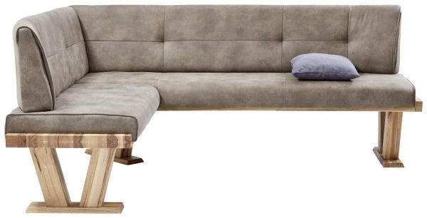 ECKBANK 155/205 cm Mikrofaser Eichefarben, Hellbraun Eiche massiv Holz   - Hellbraun/Eichefarben, Natur, Holz/Textil (155/205cm) - Valdera
