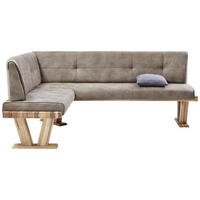 ECKBANK 155/205 cm Mikrofaser Eichefarben, Hellbraun Eiche massiv Holz   - Hellbraun/Eichefarben, Natur, Holz/Textil (155/205cm) - Valdera