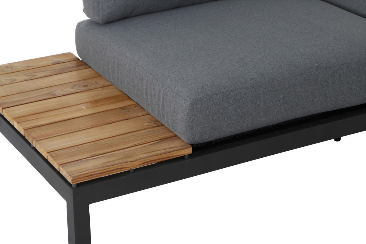 LOUNGEGARNITUR Teakholz massiv Aluminium  - Anthrazit/Grau, KONVENTIONELL, Holz/Textil (252/84/252cm) - Siena Garden