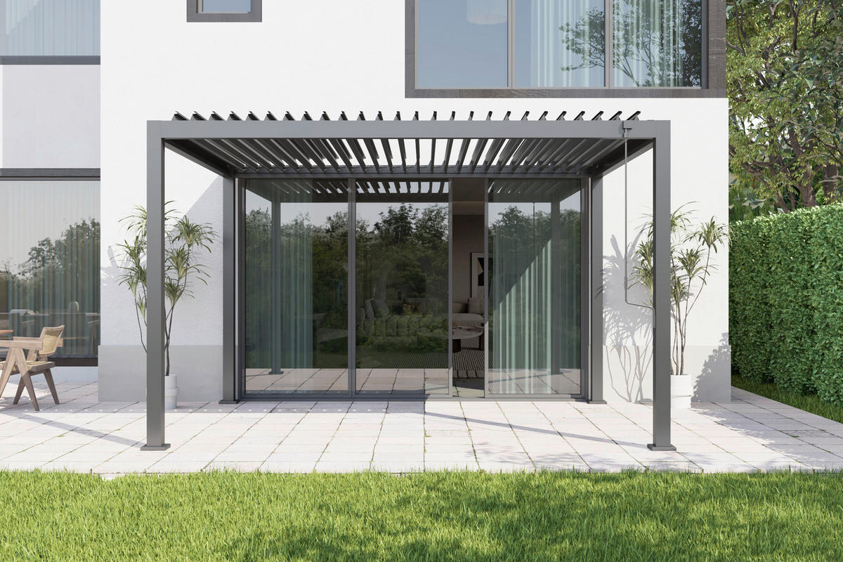 PERGOLA velikost: 393/247/300 cm - antracitová, Basics, kov (393/247/300cm) - Gardenson