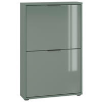 SCHUHKIPPER - Salbeigrün/Schwarz, MODERN, Glas/Holzwerkstoff (60/93/17cm) - Boxxx