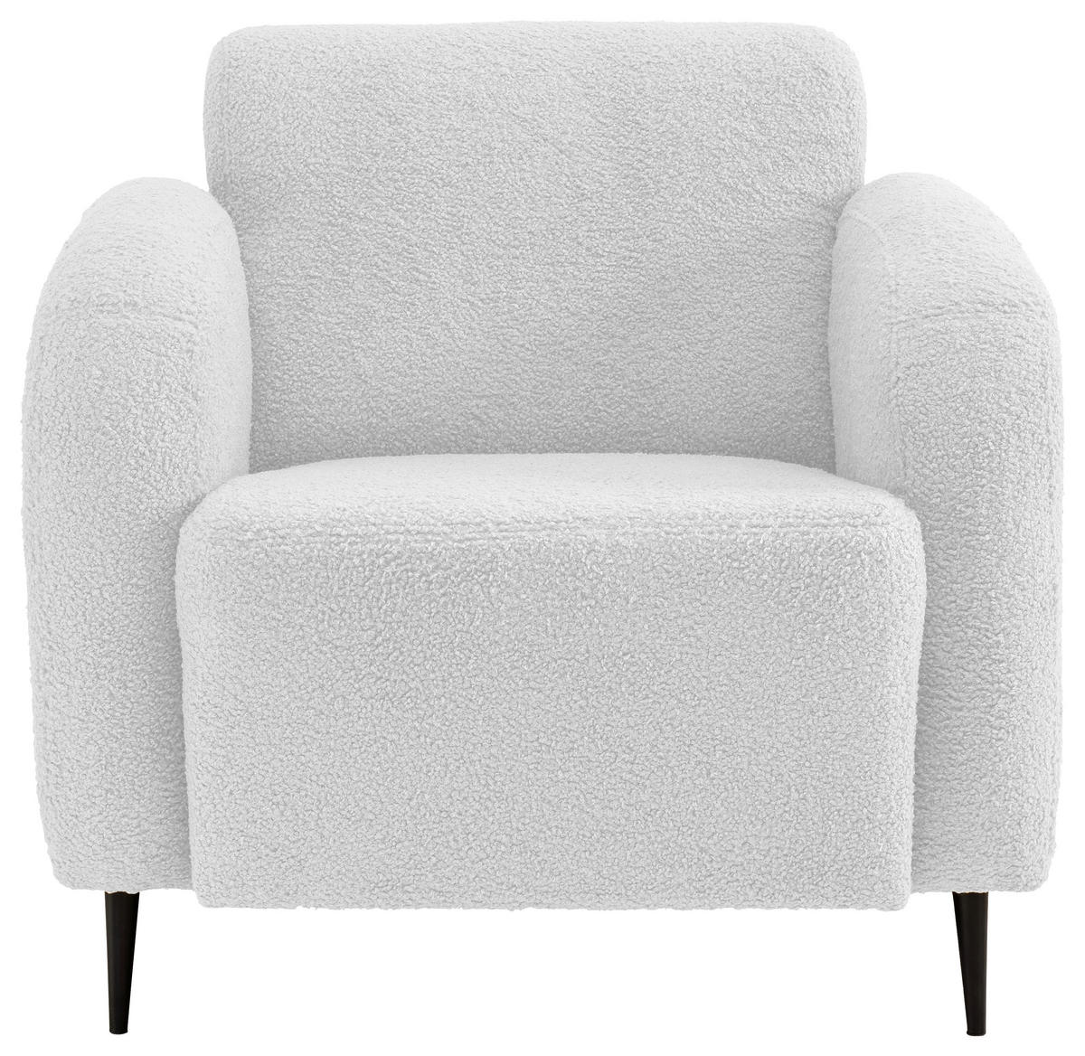 SESSEL in Teddystoff Weiss  - Weiss/Schwarz, Modern, Textil/Metall (85/76/90cm) - Livetastic