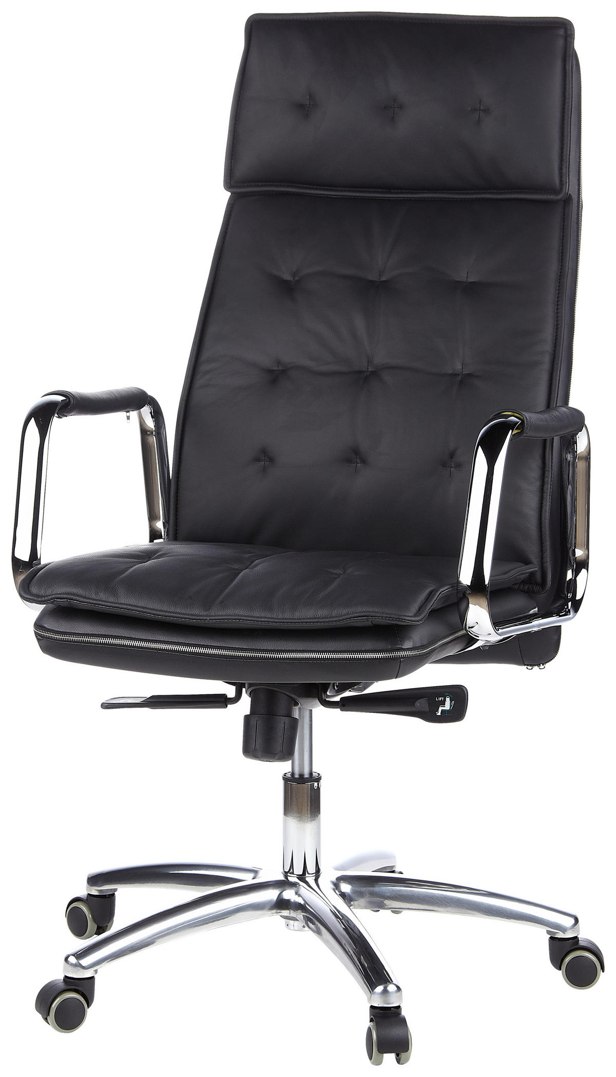CHEFSESSEL Schwarz  - Schwarz, Basics, Leder/Kunststoff (60/130/48cm) - MID.YOU