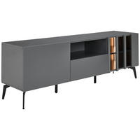 LOWBOARD  in 166/56,6/41,5 cm  - Schwarz/Grau, Design, Glas/Holzwerkstoff (166/56,6/41,5cm) - Novel