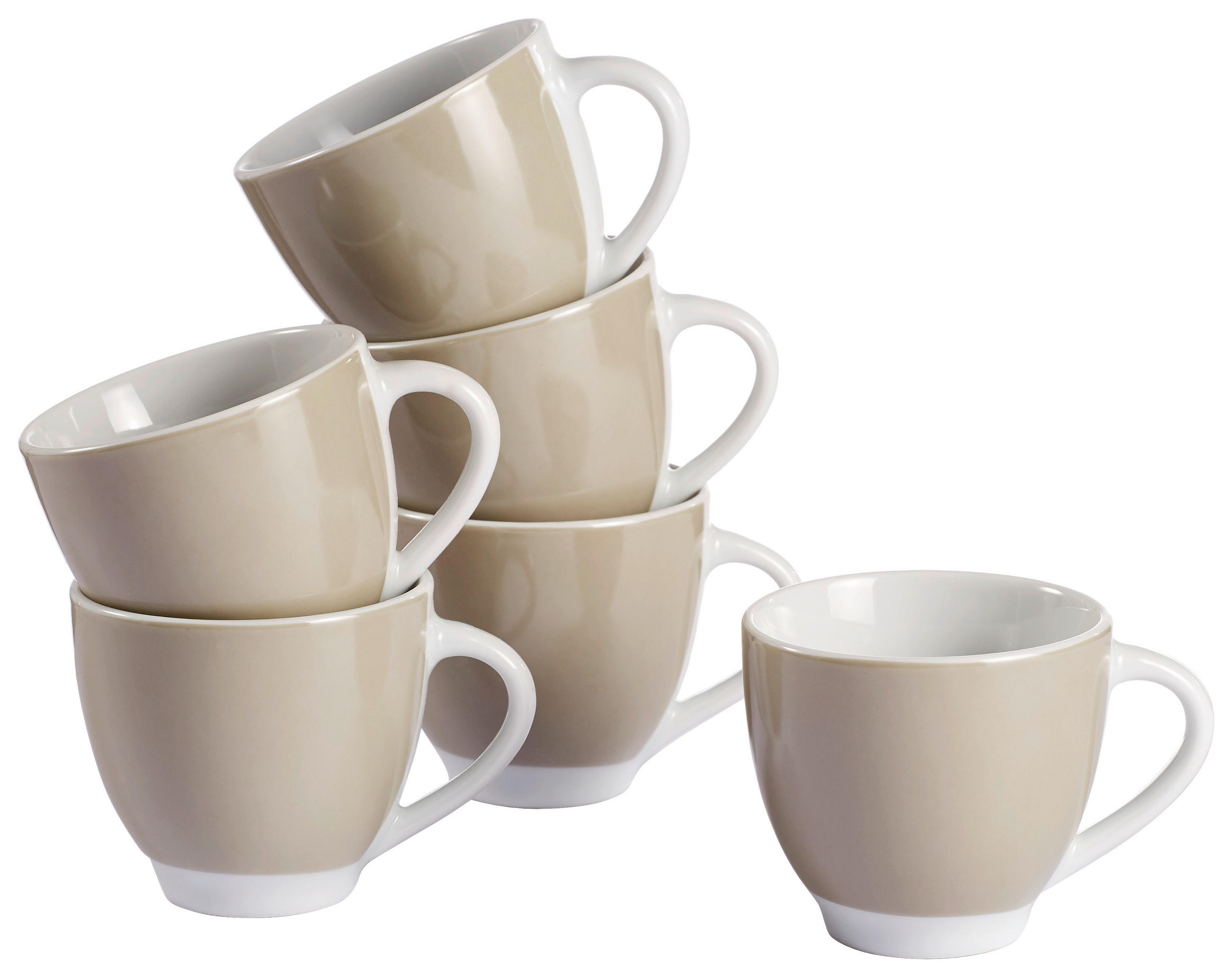 TASSENSET VARIO 6-teilig  - Taupe/Weiß, Basics, Keramik (24,5/16,5/9,5cm) - Van Well