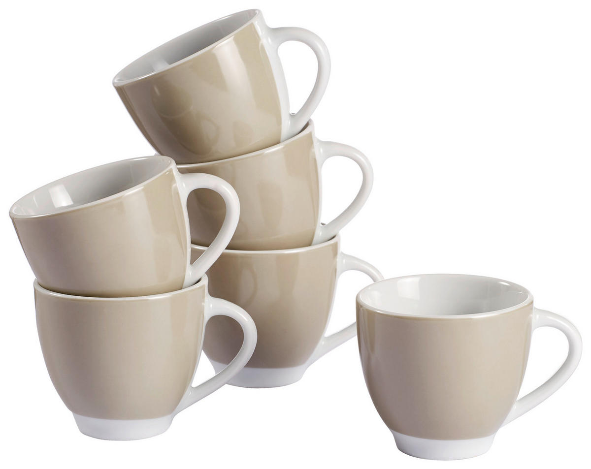 TASSENSET VARIO 6-teilig  - Taupe/Weiß, Basics, Keramik (24,5/16,5/9,5cm) - Van Well