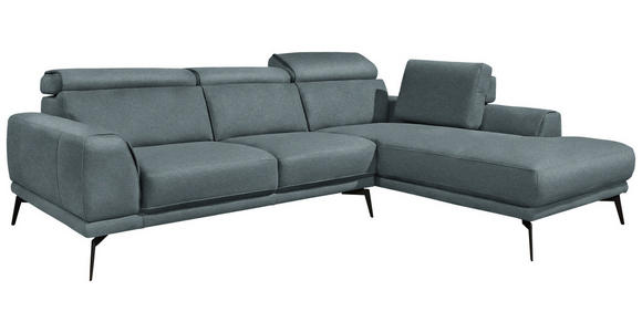 ECKSOFA in Mikrofaser Mintgrau  - Mintgrau/Schwarz, KONVENTIONELL, Textil/Metall (273/207cm) - Carryhome