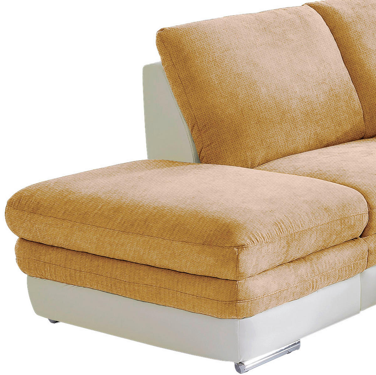 WOHNLANDSCHAFT in Creme, Dunkelgelb  - Chromfarben/Dunkelgelb, Modern, Textil/Metall (221/264cm) - MID.YOU