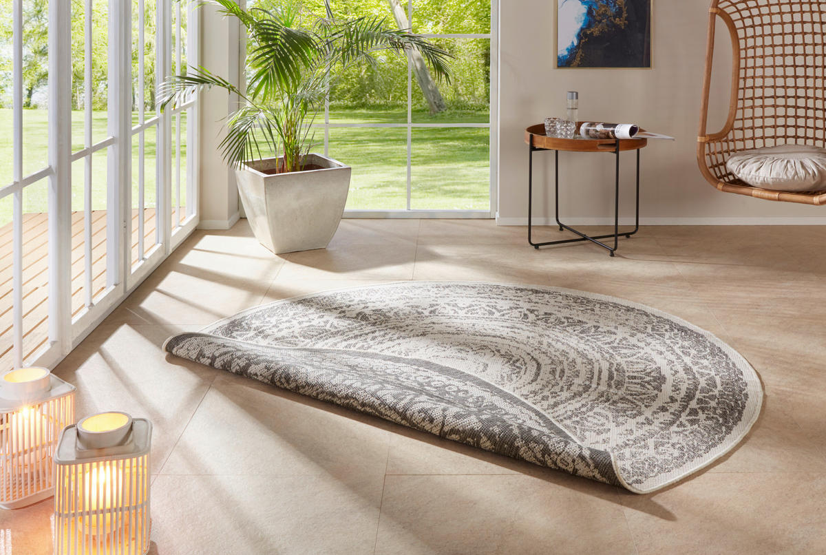 FLACHWEBETEPPICH 140 cm Nora Creme, Grau  - Creme/Grau, Design, Kunststoff (140cm)