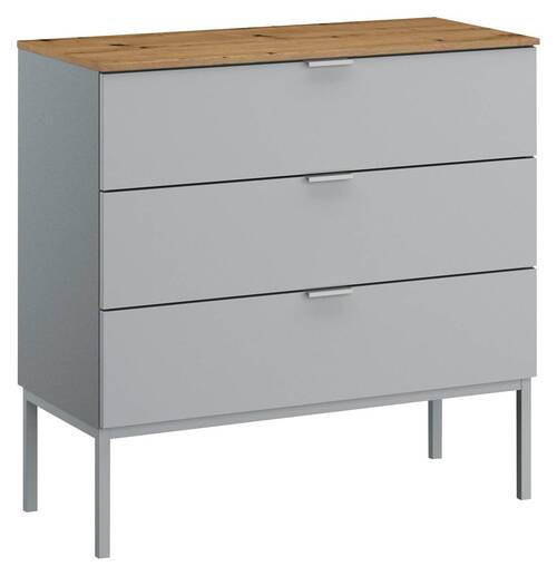KOMMODE 80/80/42 cm  in Grau, Eichefarben  - Eichefarben/Alufarben, Trend, Holzwerkstoff/Kunststoff (80/80/42cm) - Stylife