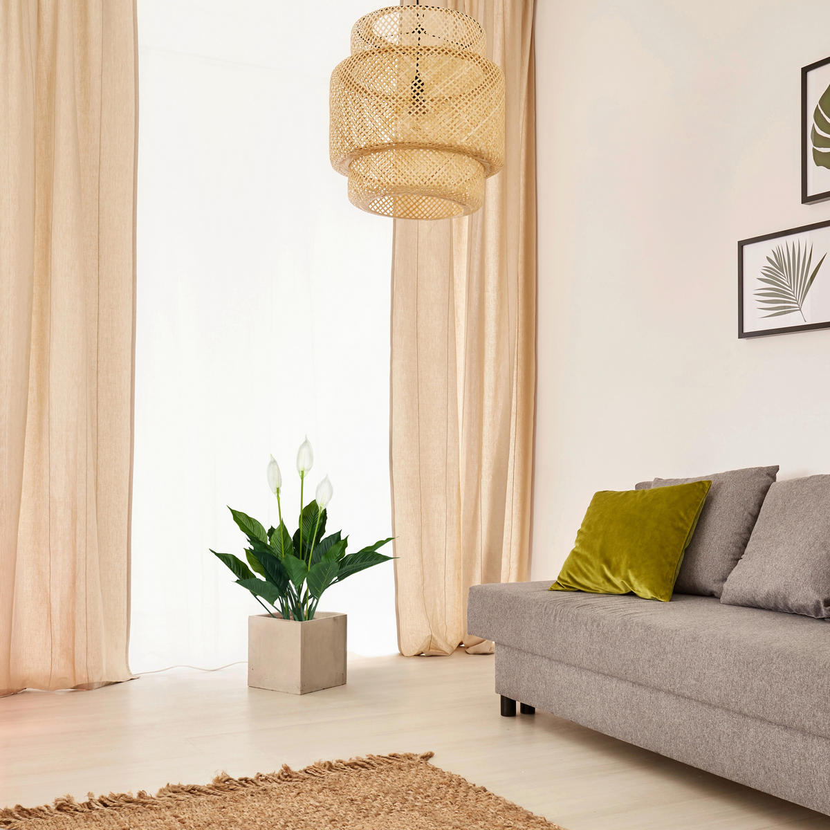 UMĚLÁ ROSTLINA  - bílá/černá, Moderní, plast (26/80/26cm) - MID.YOU