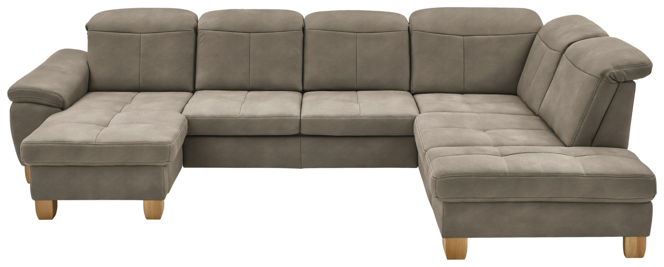 WOHNLANDSCHAFT in Mikrofaser Naturfarben  - Wildeiche/Beige, Konventionell, Holz/Textil (185/343/243cm) - Voleo