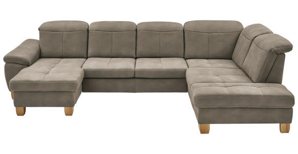 WOHNLANDSCHAFT Naturfarben Mikrofaser - Wildeiche/Beige, KONVENTIONELL, Holz/Textil (185/343/243cm) - Voleo