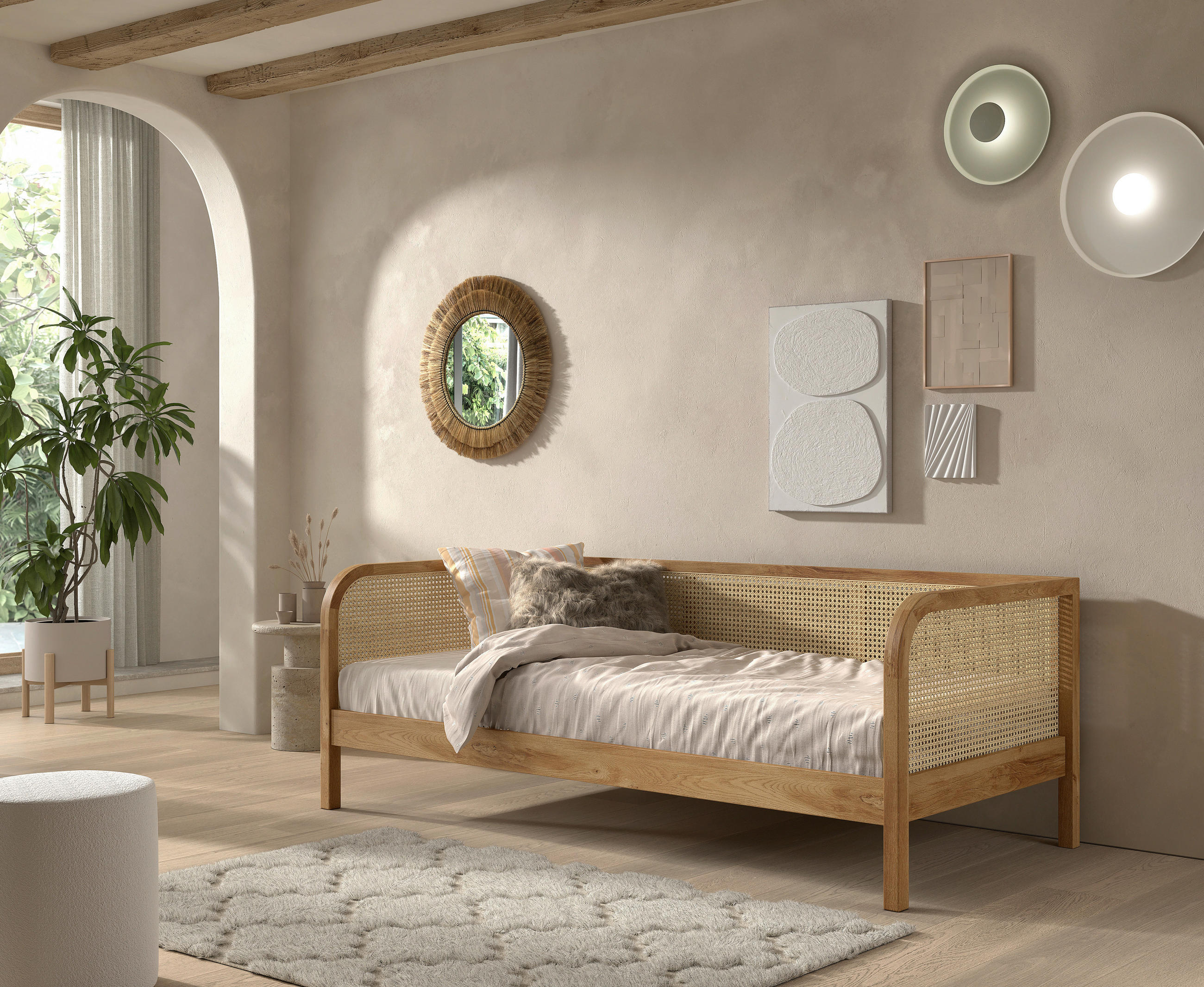 BETT 90/200 cm in Eichefarben - Eichefarben/Nickelfarben, MODERN, Holz/Holzwerkstoff (90/200cm) - MID.YOU
